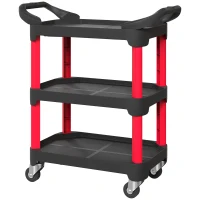 HOMCOM Gereedschapswagen met 3 Niveaus, Zijhandvatten, Wielen, Kunststof, Zwart(m-10)