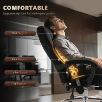 Vinsetto Ergonomischer Bürostuhl mit Massagefunktion, Fußstütze, drehbar, rollbar, Schwarz(m-5)