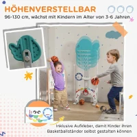 AIYAPLAY Kinderbasketbalkorf 5-in-1, in hoogte verstelbaar 134-152 cm, met basketbal, pomp, voetbaldoel en golfset, indoor & outdoor(m-6)
