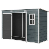 Outsunny Tuinhuisje 3,2m², Opslagschuur met Lessenaarsdak, 303x123x197cm met Ramen Afsluitbaar Deur Ventilatieopening Bodem(m-10)