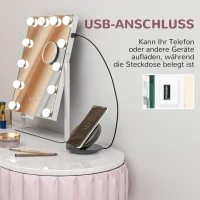 HOMCOM Led-cosmeticaspiegel, 3 lichtmodi, dimbaar, touchbediening, USB, 36,5 x 45,5 cm, wit(m-5)