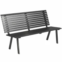 Outsunny Tuinbank 3-zits weerbestendig metaal outdoor bank met brede zitting lamellenontwerp, tot 240 kg 154 x 68 x 88 cm(m-11)
