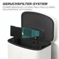 HOMCOM Keukenprullenbak 50L met Blijft-Open Functie, Soft-Close Deksel, Pedaal, Crèmewit(m-8)
