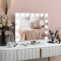 HOMCOM LED-make-upspiegel, 3 lichtstanden, dimbaar, touch-bediening, USB, 58 x 48 cm, wit(m-9)