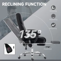 Vinsetto Ergonomischer Bürostuhl mit Massagefunktion, Fußstütze, drehbar, rollbar, Schwarz(m-6)
