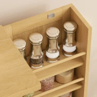 HOMCOM 104 cm rattan keukenkast met 5 planken, 12 kruidenvakken en verstelbare planken, naturel(m-10)