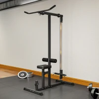 HOMCOM Stazione Fitness Pull Down da Casa con Panca e Cavo Regolabile, in Acciaio 107x120x190cm Nero(m-10)