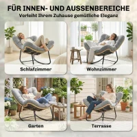 Outsunny Rattan Schommelstoel Tuinligstoel met dikke kussens, Tuinschommel tot 120 kg Binnen Buiten 87 x 110 x 70 cm Grijs(m-7)