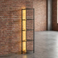HOMCOM Boekenkast 5-laags Hoekkast met LED-verlichting voor woonkamer, slaapkamer, kantoor, Rustiek bruin(m-13)