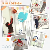 AIYAPLAY Kinderbasketbalkorf 5-in-1, in hoogte verstelbaar 134-152 cm, met basketbal, pomp, voetbaldoel en golfset, indoor & outdoor(m-5)