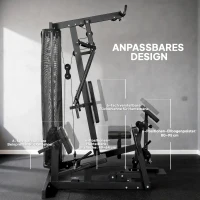 SPORTNOW Krachtstation fitnessstation met latpull butterflystang 65 kg gewichten kabel tot 120 kg(m-5)