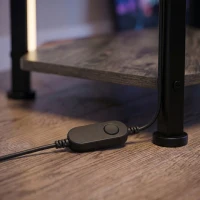 HOMCOM Boekenkast 5-laags Hoekkast met LED-verlichting voor woonkamer, slaapkamer, kantoor, Rustiek bruin(m-12)