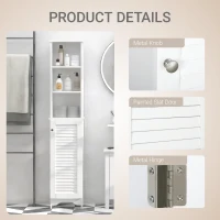 HOMCOM Tall Bathroom Cabinet, Freestanding Slim Bathroom Storage Unit with Adjustable Shelves and Shutter Door, Floor Storage Cupboard with 6 Shelves, 165H x 34W x 20D cm, White(m-6)