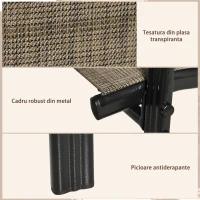 Outsunny Set 6 Piese Scaune de Gradina cu Cotiere, Scaune de Exterior Stivuibile din Metal si Tesatura Respirabila, Maro(m-6)
