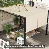 Outsunny Copertura per Gazebo Pergola 3x3 m in Poliestere con Tasche e Cinghie, 488x122 cm, color Kaki(m-10)