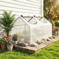 Outsunny foliekas met raam wit 119 x 60 x 60 cm(m-8)