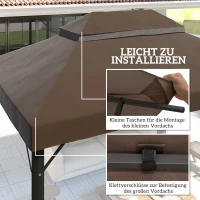 Outsunny hoes voor tuinprieel 3x4 m, 2-laags, van Oxford-stof 600D met afvoeropeningen, koffie(m-5)