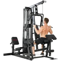 SPORTNOW Krachtstation fitnessstation met latpull butterflystang 65 kg gewichten kabel tot 120 kg(m-11)