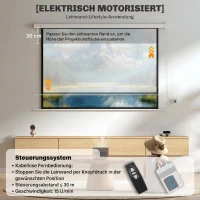 HOMCOM projectiescherm 213,36 cm met afstandsbediening, van PVC en metaal, 212x8x150 cm, wit(m-4)