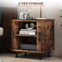 HOMCOM Mid-Century Sideboard Cabinet, Nightstand, Accent Console with Tambour Doors, Rustic Brown(m-8)