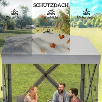 Outsunny Paviljoen 1,85x1,85 m waterdicht stabiel winterbestendig pop-up opvouwbaar paviljoen met 4 mesh zijpanelen, tas, UV 30+(m-6)