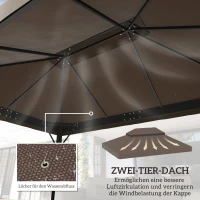 Outsunny hoes voor tuinprieel 3x4 m, 2-laags, van Oxford-stof 600D met afvoeropeningen, koffie(m-4)