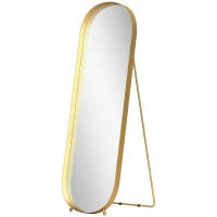 HOMCOM Volledige Lichaamsspiegel met Metalen Frame, 160 x 50 cm, Gouden Frame, voor Woonkamer, Slaapkamer(m-10)