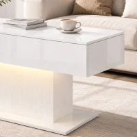HOMCOM LED Salontafel met opbergruimte, hoogglans, modern, 2 lades & afstandsbediening, wit(m-9)