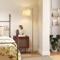 HOMCOM Lampadar LED cu Telecomandă, Lumină Reglabilă în 11 Temperaturi de Culoare și 11 Niveluri de Luminozitate, Auriu(m-10)