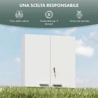 HOMCOM Armadietto Medicinali con 3 Mensole Interne e 8 Portabottiglie, in Legno e Metallo, 53x20x53 cm, Bianco(m-6)