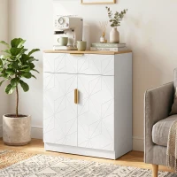 HOMCOM Credenza Moderna, Mobile Contenitore con Cassetto e Ripiano Regolabile, 60x32x82 cm, Bianco(m-6)