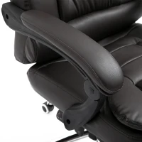 HOMCOM Executive Office Chair with Footrest, Ergonomic PU Leather Desk Chair with High Back, 145° Reclining, Thick Padded, Swivel Wheels for Home, Brown(m-8)