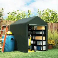 Outsunny Carpa de Jardín para Bicicletas 1,2x1,8x1,65 m con 2 Habitaciones Puerta con Cremallera Impermeable Anti-UV Verde(m-10)