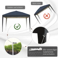 Outsunny Paviljoen, 2,95 x 2,95 m Pop-up Vouwpaviljoen, Tuinpaviljoen, Partypaviljoen, UV-bescherming, Staal+Oxfordstof, Zwart(m-7)