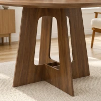 HOMCOM Table à manger ronde pour 4 personnes, Ø 110 x 73,5 cm, table de cuisine avec base croisée, marron(m-12)
