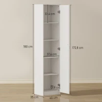HOMCOM Armadio da Cucina Slim a 5 Ripiani con Spazio Interno Regolabile, in Legno, 40x35x180 cm, Bianco(m-3)