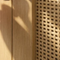 HOMCOM 104 cm rattan keukenkast met 5 planken, 12 kruidenvakken en verstelbare planken, naturel(m-13)