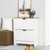 HOMCOM Schuhschrank Schruhregal Schuhaufbewahrung, 2 Fächer, 12 Paar Schuhe,  72 cm x 26 cm x 80 cm, Weiß + Braun(m-10)