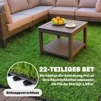 Outsunny 22-delige Set Kunstgras Tegels 30x30 cm Grasmatten met Drainagesysteem, 2m² Kunstgrasmat Kunststof Grasmat(m-7)
