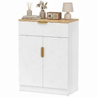 HOMCOM Credenza Moderna, Mobile Contenitore con Cassetto e Ripiano Regolabile, 60x32x82 cm, Bianco(m-7)