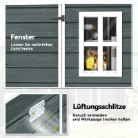 Outsunny Tuinhuis 2,89 m² opbergschuur met houtlook, 3 ramen, ventilatie, vloer, slot en handschoenen, 182 x 182 x 196 cm(m-5)
