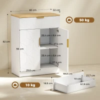 HOMCOM Credenza Moderna, Mobile Contenitore con Cassetto e Ripiano Regolabile, 60x32x82 cm, Bianco(m-3)