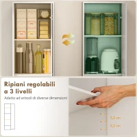 HOMCOM Armadio da Cucina Slim a 5 Ripiani con Spazio Interno Regolabile, in Legno, 40x35x180 cm, Bianco(m-5)