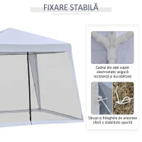 Outsunny Foisor de Gradina 3x3m cu Plasa de Tantari din Poliester si Metal(m-5)