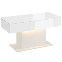 HOMCOM LED Salontafel met opbergruimte, hoogglans, modern, 2 lades & afstandsbediening, wit(m-1)