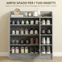 HOMCOM Scarpiera Moderna in Legno con 4 Ripiani Aperti e Armadietto per 12 Paia,, 83x30x90 cm, Grigio Cemento(m-4)