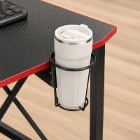 HOMCOM L-vormig computertafel met stopcontacten, 128 cm hoekbureau met monitorstandaard, hoofdtelefoonhaak & bekerhouder(m-13)