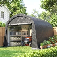 Outsunny Lagerzelt für den Garten, stabiler Stahlrahmen, große Türen, 3x3m, Grau(m-10)