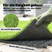 Outsunny 22-delige Set Kunstgras Tegels 30x30 cm Grasmatten met Drainagesysteem, 2m² Kunstgrasmat Kunststof Grasmat(m-5)