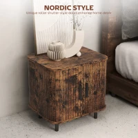 HOMCOM Mid-Century Sideboard Cabinet, Nightstand, Accent Console with Tambour Doors, Rustic Brown(m-7)